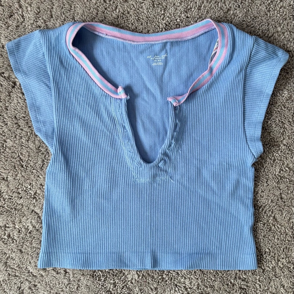 Urban Outfitters Blue Top with Pink Edging